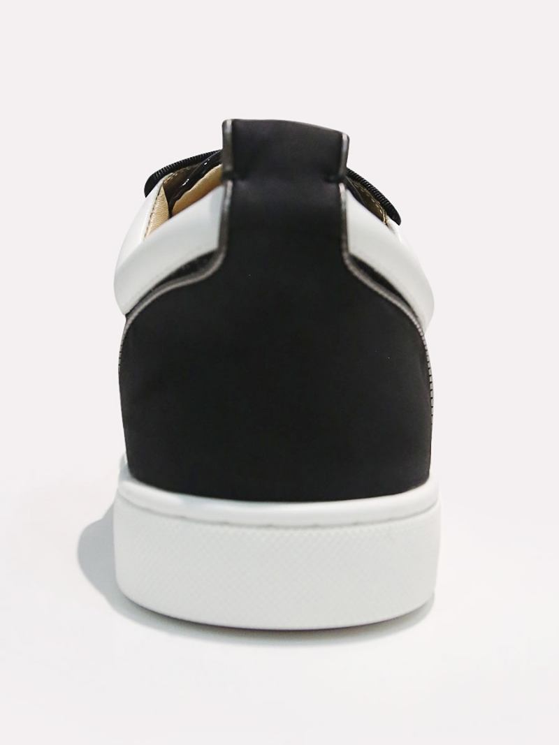 Tênis Masculino Cano Baixo Com Bico Redondo E Rebites Pontas Couro Cadarço Sapatos Brilhantes - Preto