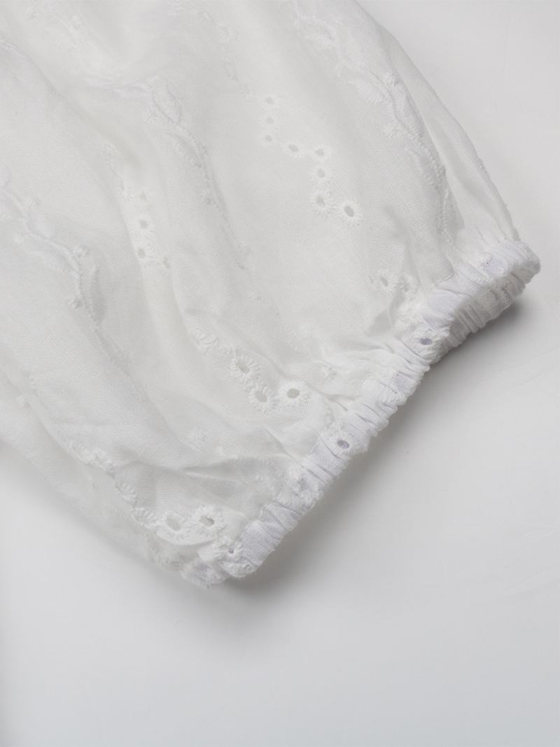 Vestido Boho Feminino Sem Alças Com Gola Bateau E Mangas Curtas Em Camadas Praia - Branco