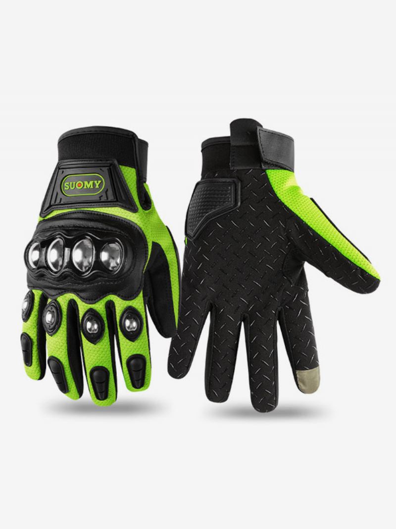 Luvas Motocicleta Aço Inoxidável Anti-queda Corrida Ciclismo Escalada Caminhadas Dedo Completo Femininas - Verde