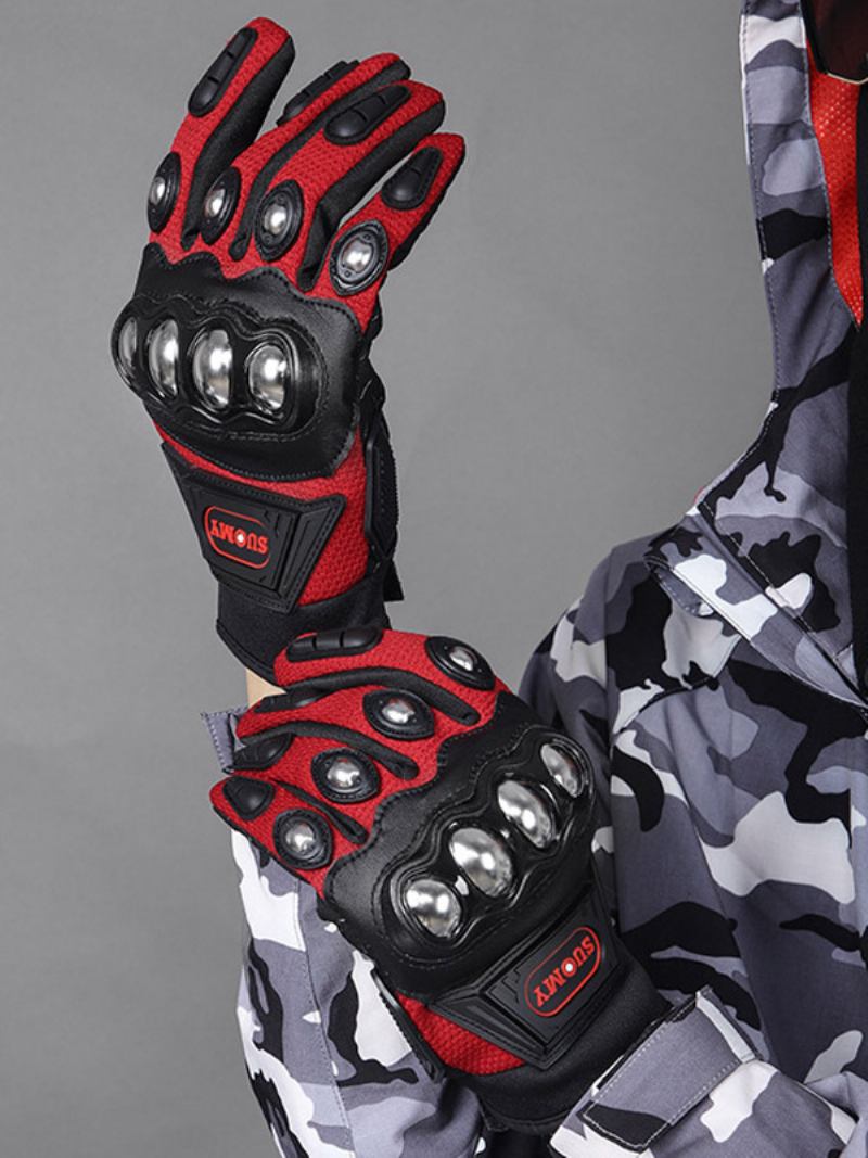 Luvas Motocicleta Aço Inoxidável Anti-queda Corrida Ciclismo Escalada Caminhadas Dedo Completo Femininas - Preto