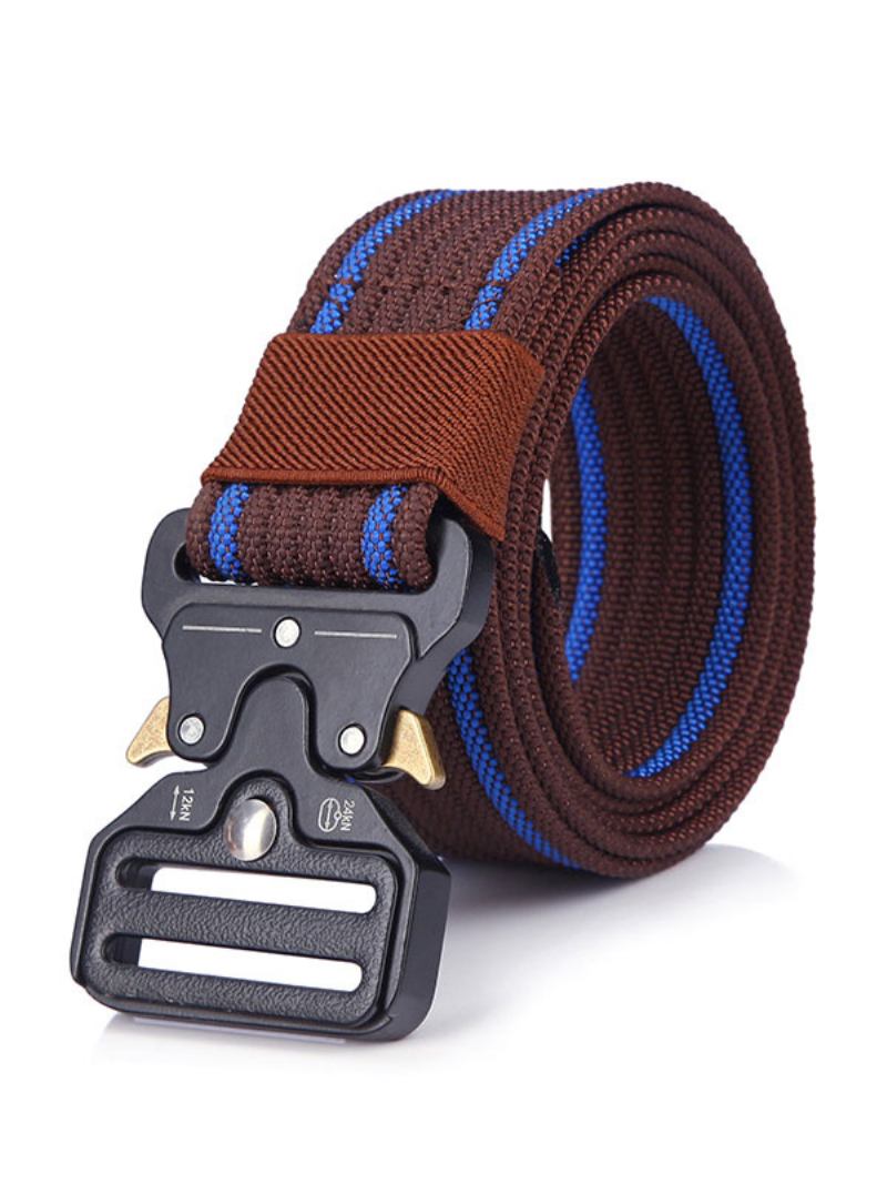 Cinto Elegante Para Homens Com Bloco Colorido Poliéster Cáqui - Marrom Café