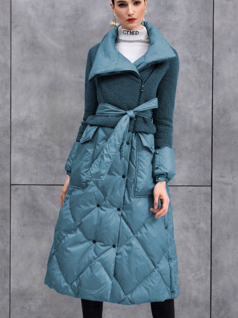 Jaqueta Feminina Penas Pato Para Inverno Quente - Azul-Petróleo