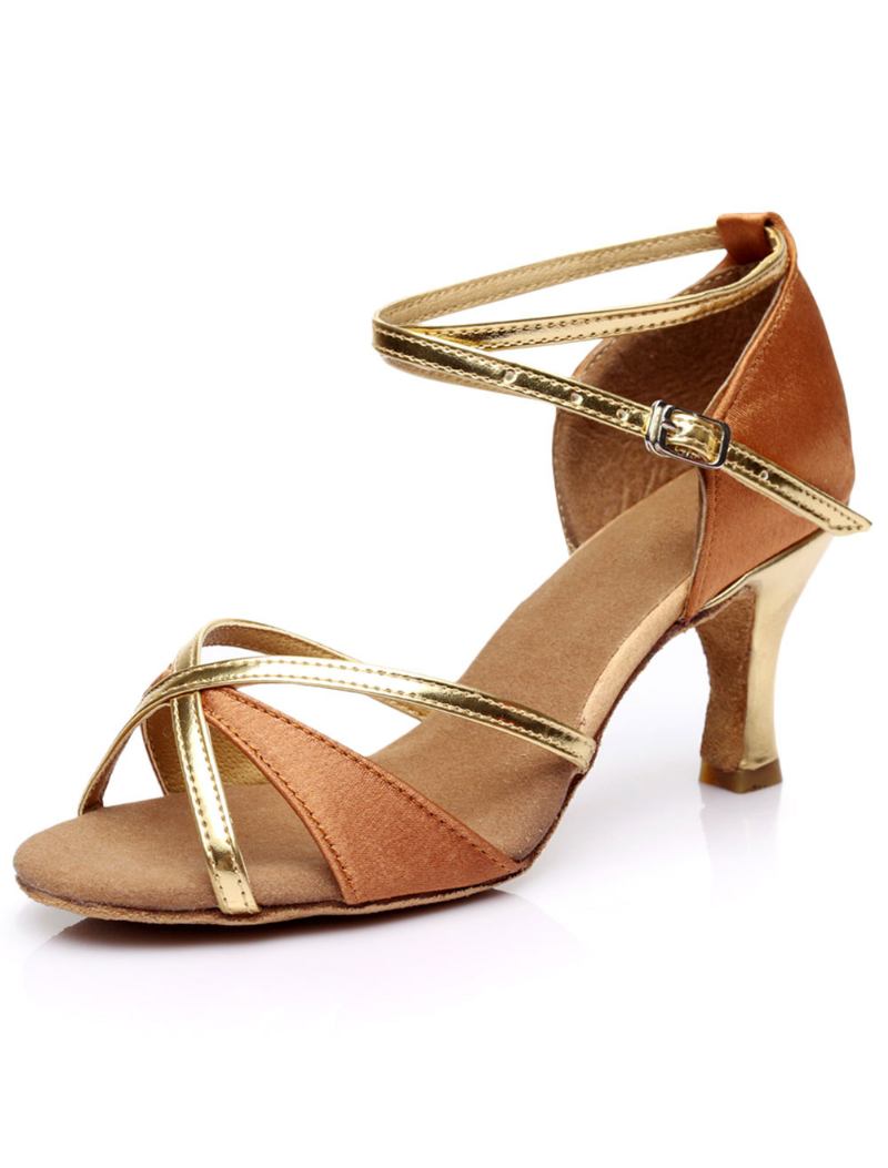 Sapatos Atléticos Salão Cetim Para Mulheres - Marrom Profundo