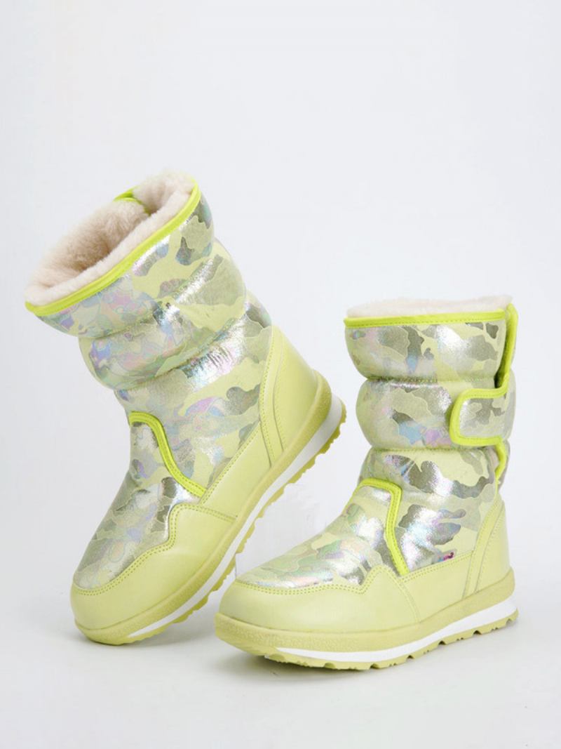Botas Inverno Unissex Para Crianças Neve Quentes Com Bico Redondo - Verde