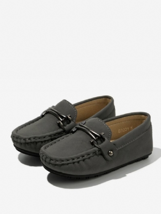 Sapatos Festa Para Meninos Mocassins Infantis Cinza Com Bico Redondo