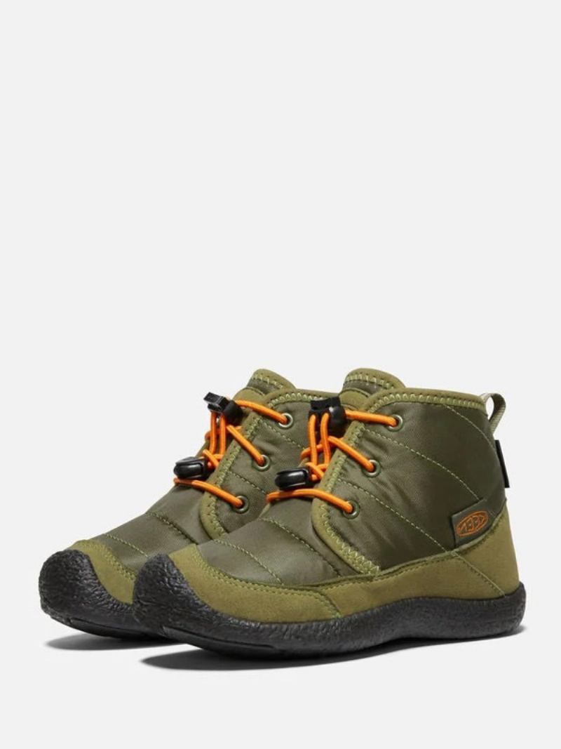 Sapatos Inverno Para Meninos Com Bico Redondo E Cadarço Em Cano Alto - Verde