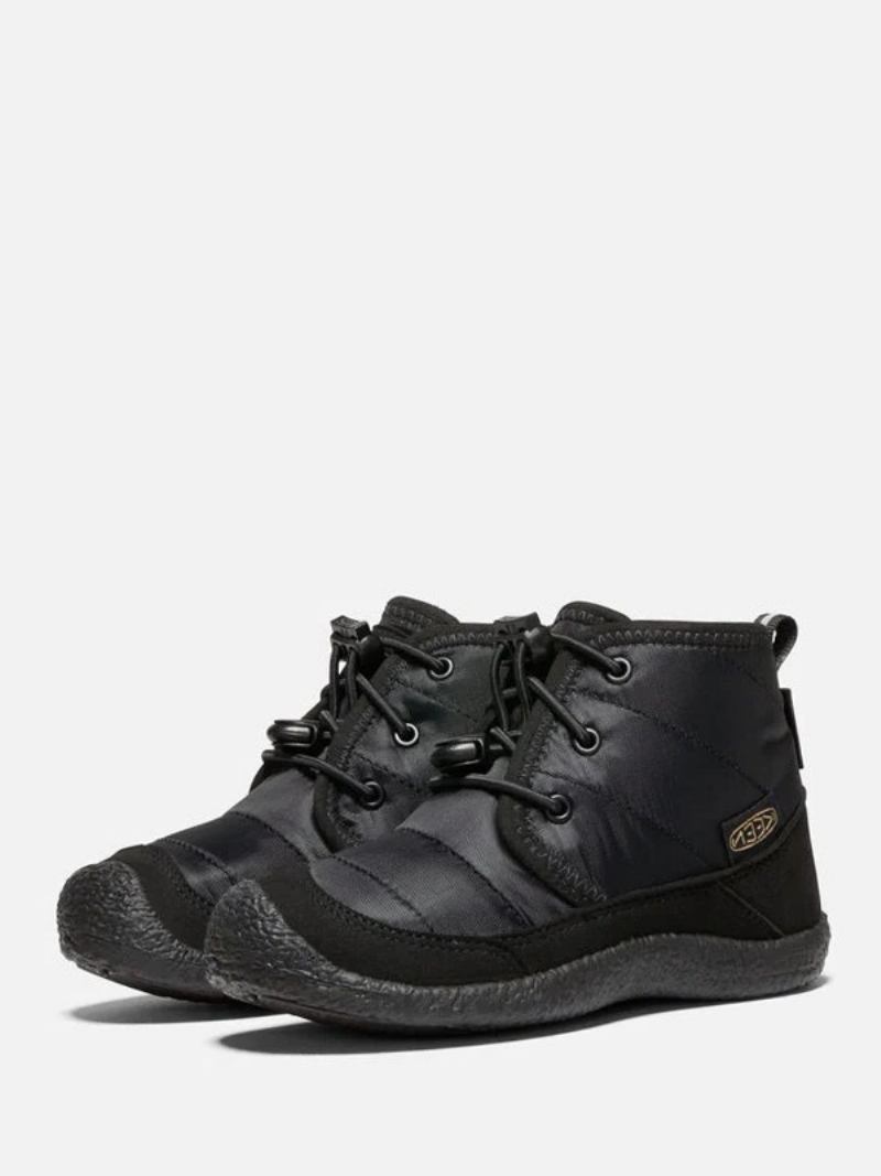Sapatos Inverno Para Meninos Com Bico Redondo E Cadarço Em Cano Alto - Preto