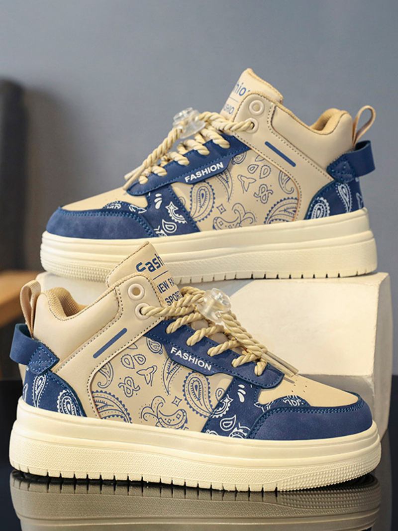 Sapatos Para Meninos Lindos Couro Pu Geométrico -  Azul