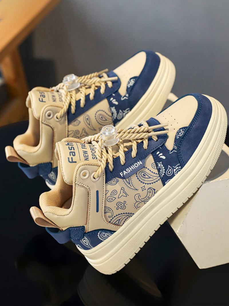 Sapatos Para Meninos Lindos Couro Pu Geométrico -  Azul
