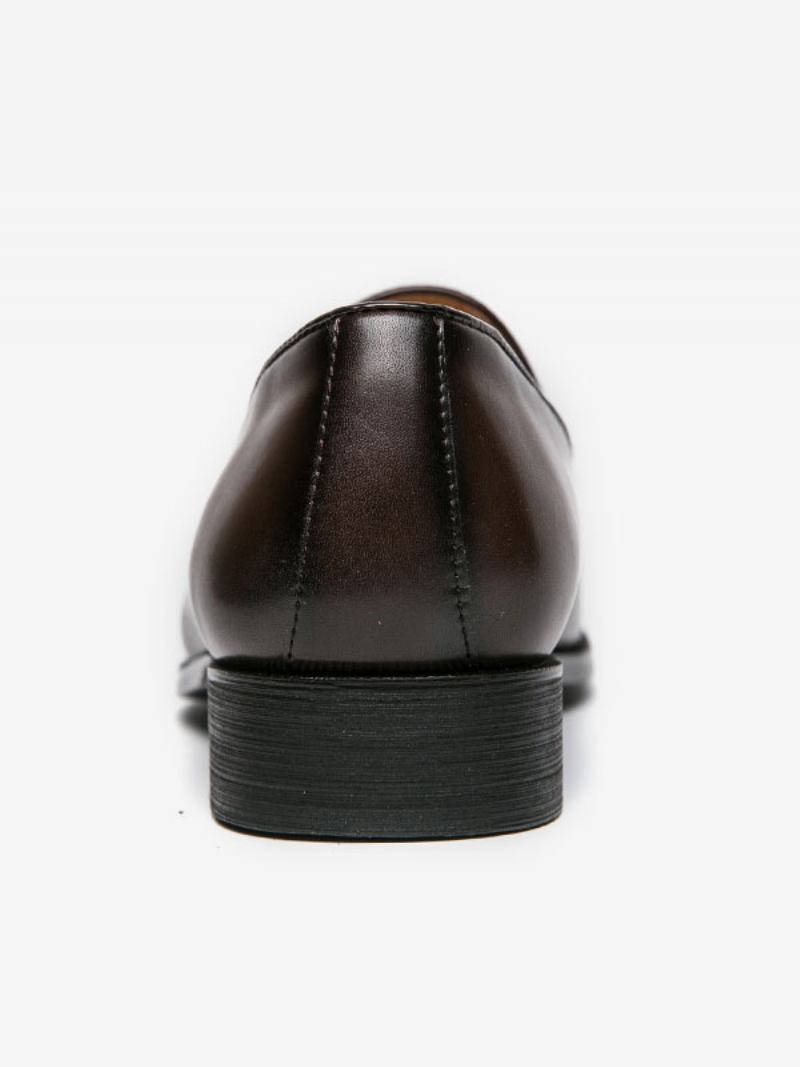 Sapatos Sociais Para Homens Elegantes Com Bico Redondo E Alça Monge Em Couro Pu -  Marrom Profundo