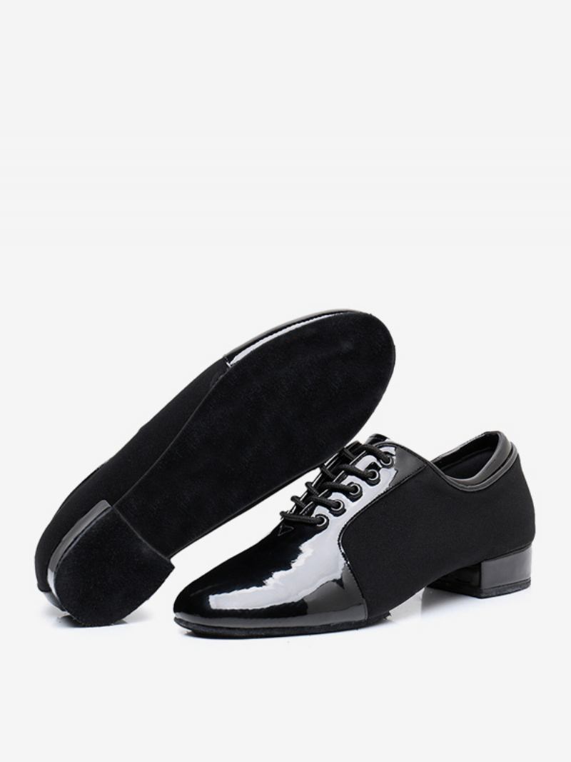 Vestido Masculino Sapatos Dança Latina Para Homens Dedo Redondo Qualidade - Preto