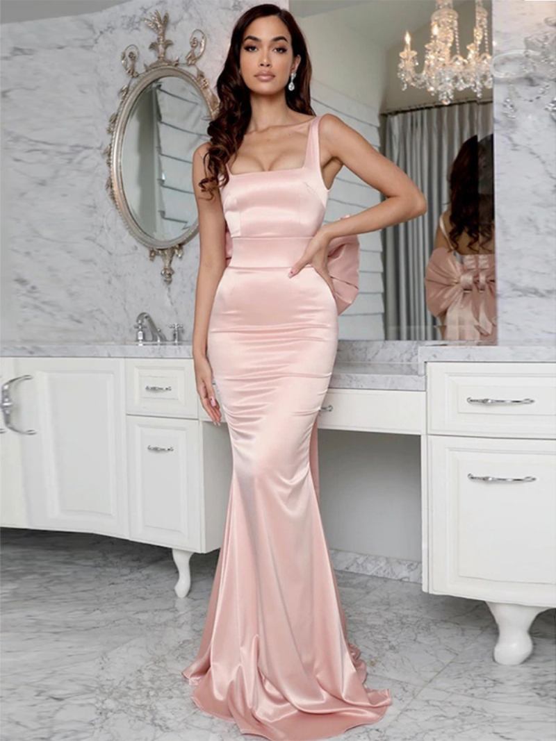 Vestidos Femininos Sereia Com Arcos Sem Mangas Costas Nuas Cintura Império Vestido Maxi Baile