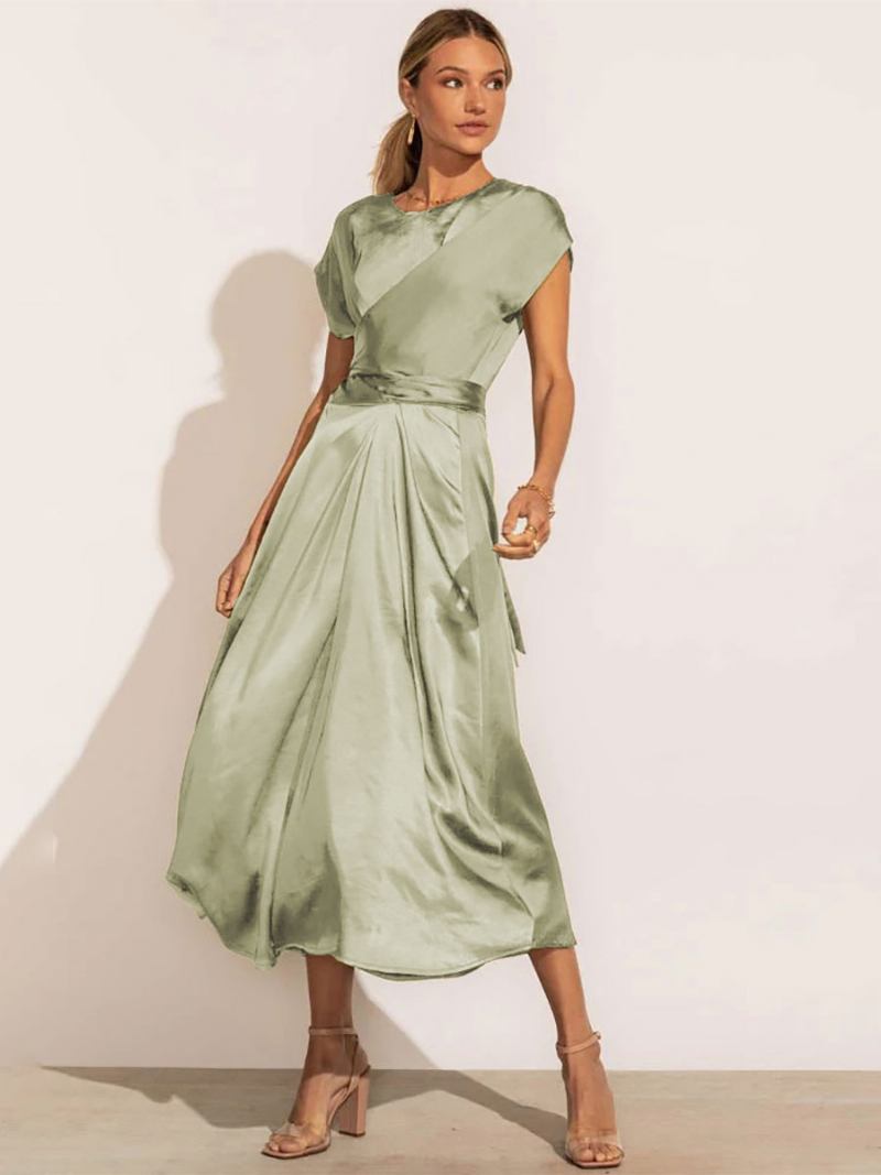 Vestidos Festa Femininos Azul Verde Com Decote Em Joia Vestido Semi Formal - Verde Claro