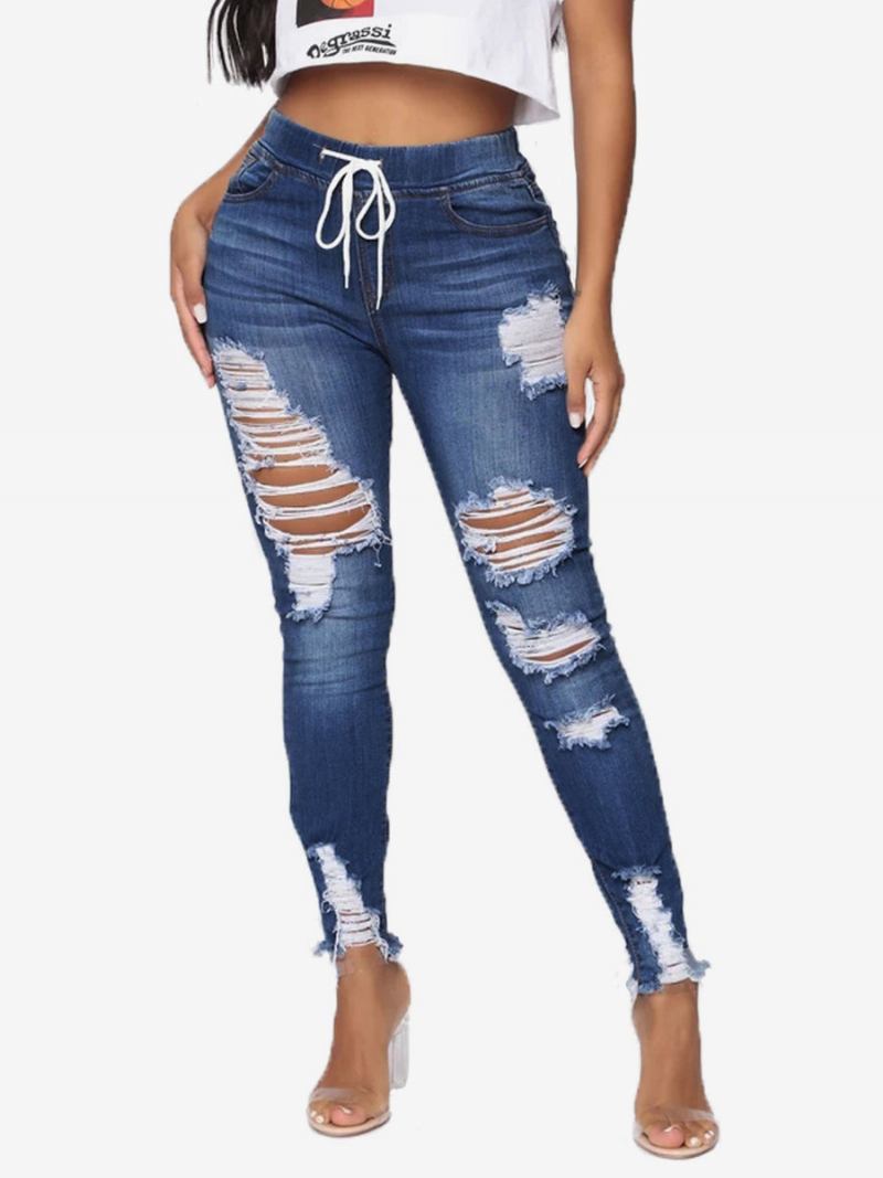 Calça Jeans Feminina Casual Algodão -  Azul Profundo