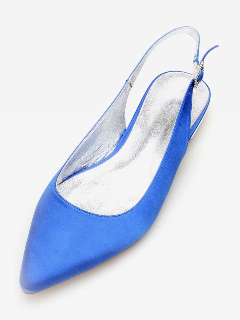 Sapatos Casamento Femininos Com Costas Planas - Azul
