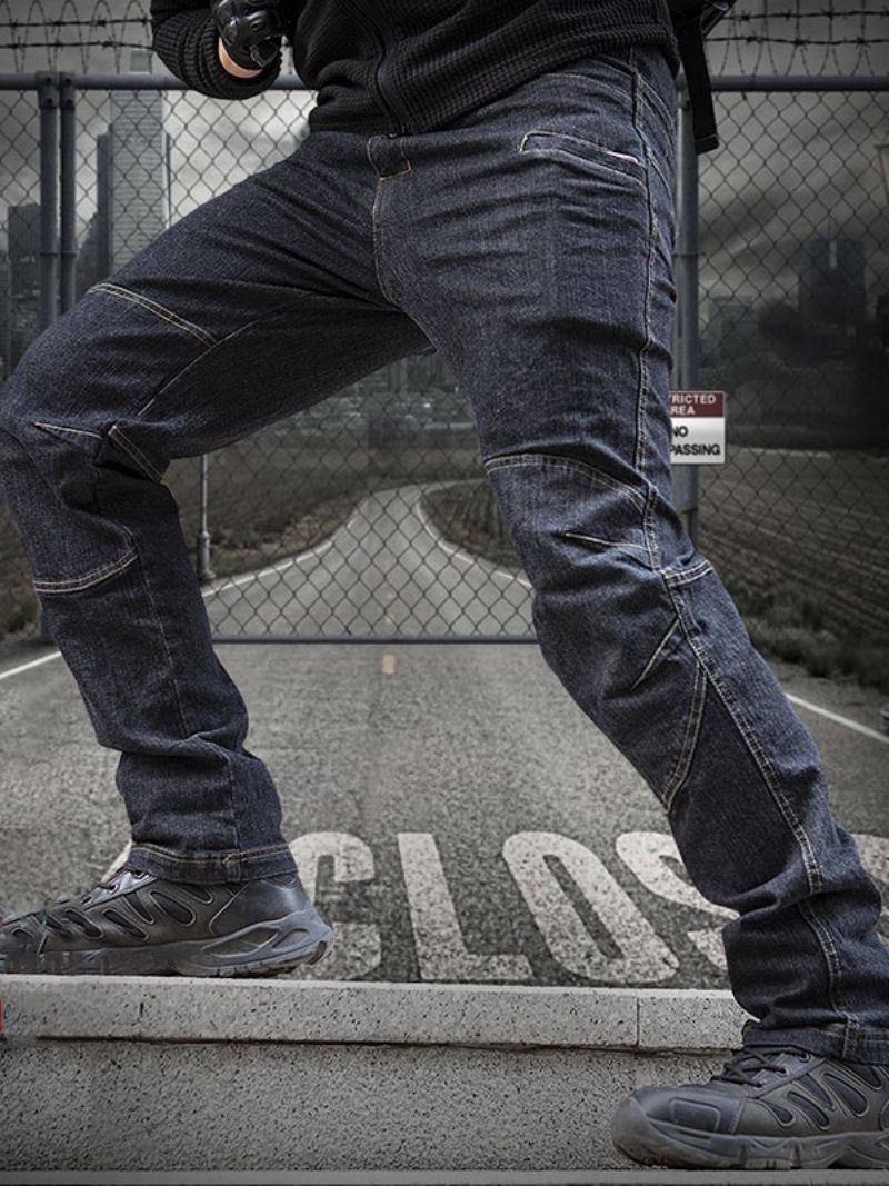 Jeans Masculinos Para Homens Casual Zíper Reto Azul Profundo - Preto