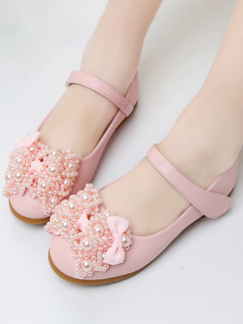 O Florista Calça Sapatos Brancos Couro Pu Com Arcos Festa Para Crianças - Rosa