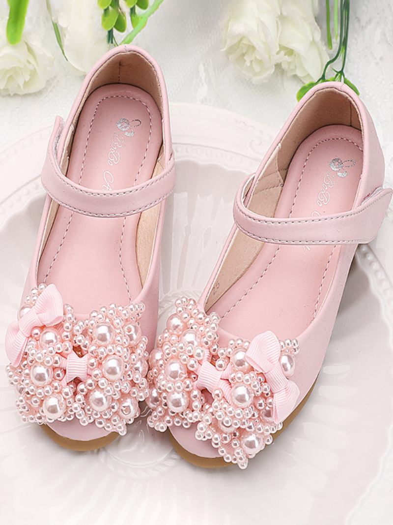 O Florista Calça Sapatos Brancos Couro Pu Com Arcos Festa Para Crianças - Rosa