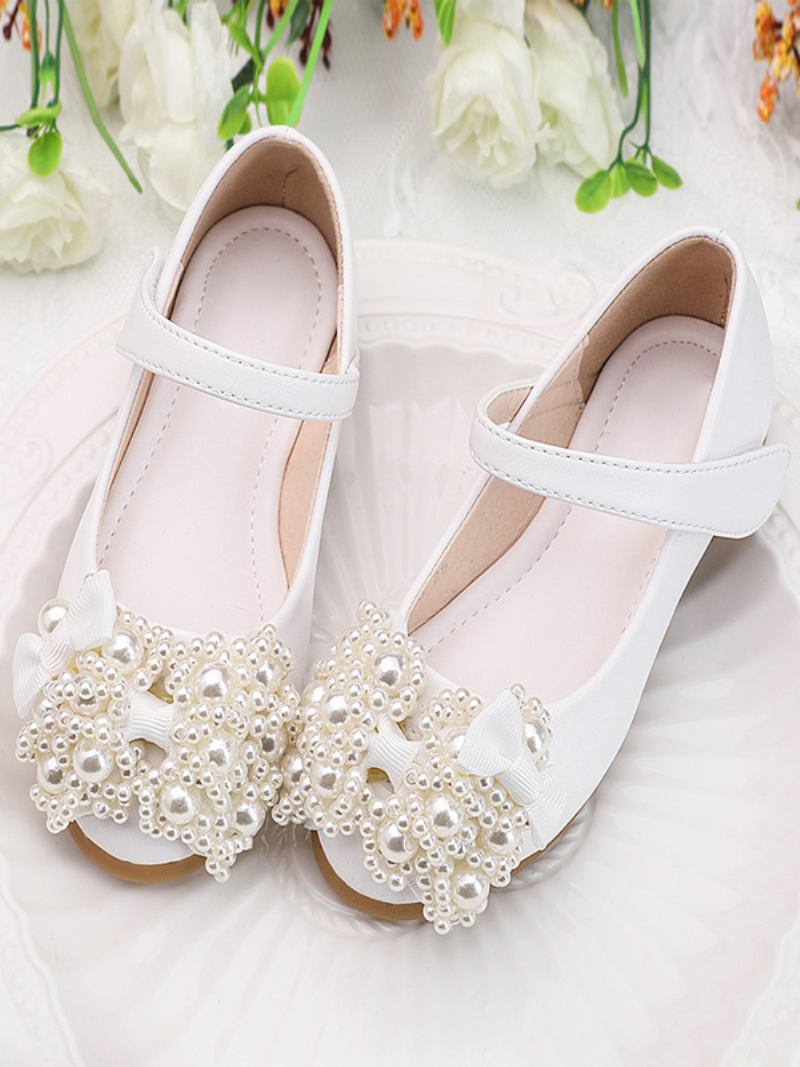 O Florista Calça Sapatos Brancos Couro Pu Com Arcos Festa Para Crianças - Branco