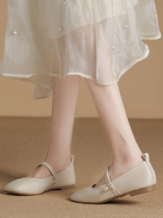 Sapatos Casamento Femininos Dama Honra Couro Pu Com Bico Quadrado Pérolas