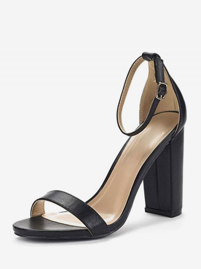 Sapatos Femininos Baile Com Tira No Tornozelo E Salto Grosso Sandálias Boas-vindas - Preto