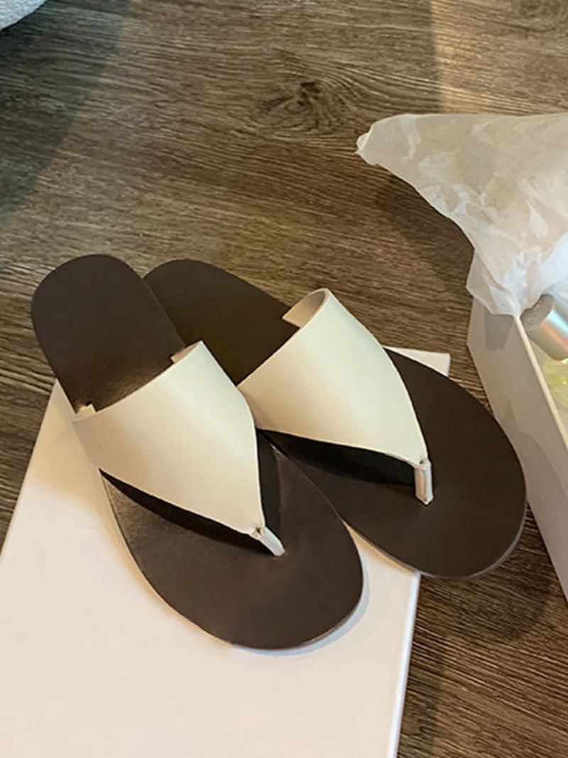 Chinelos Femininos Flip Fops Ecru Branco Tanga Praia Sandália - Bege