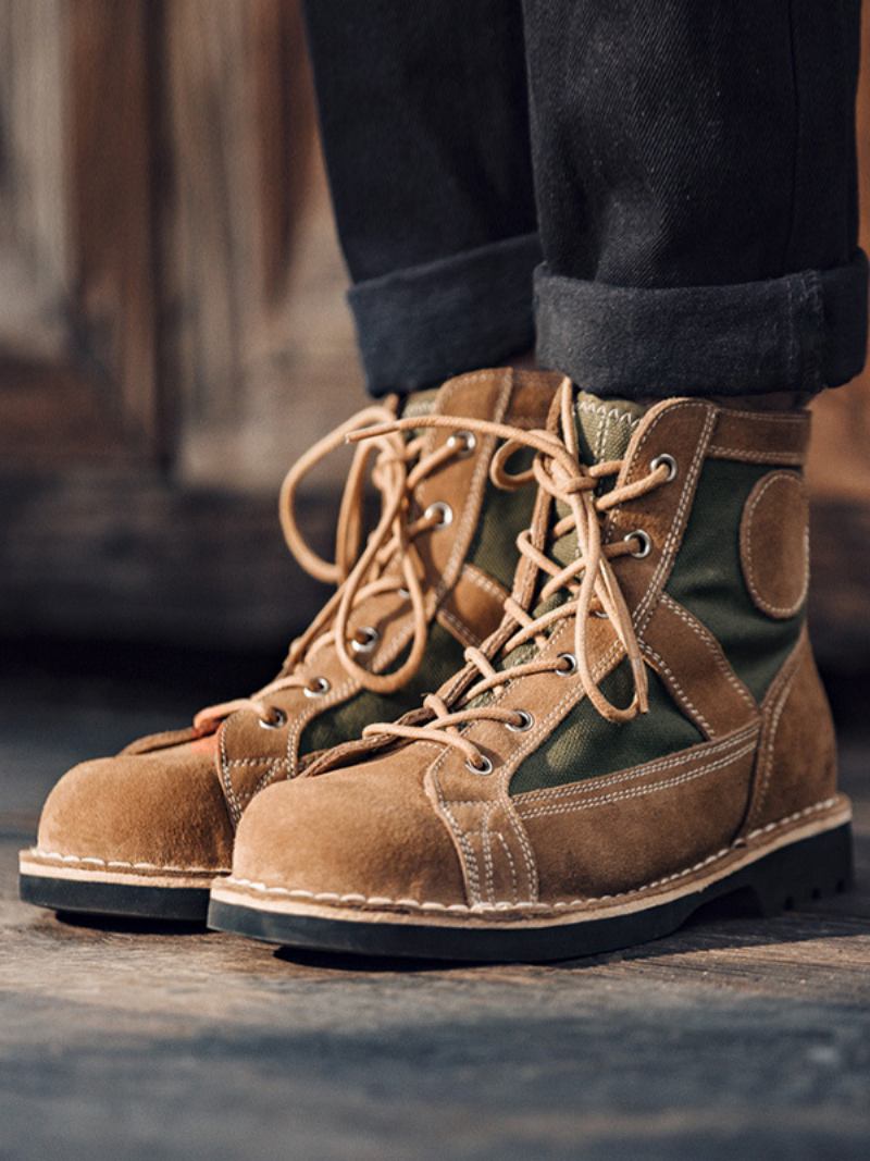 Botas Combate Masculinas Martin Work Motocicleta Café Marrom Couro Bovino Redondo - Café Marrom