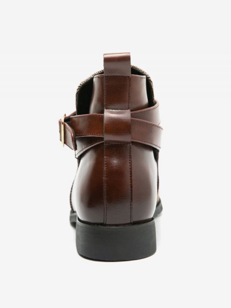 Botas Masculinas Chukka Couro Pu Jodhpur Com Fivela - Bege