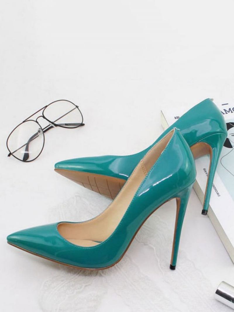 Bombas Femininas Couro Envernizado Salto Alto - Verde