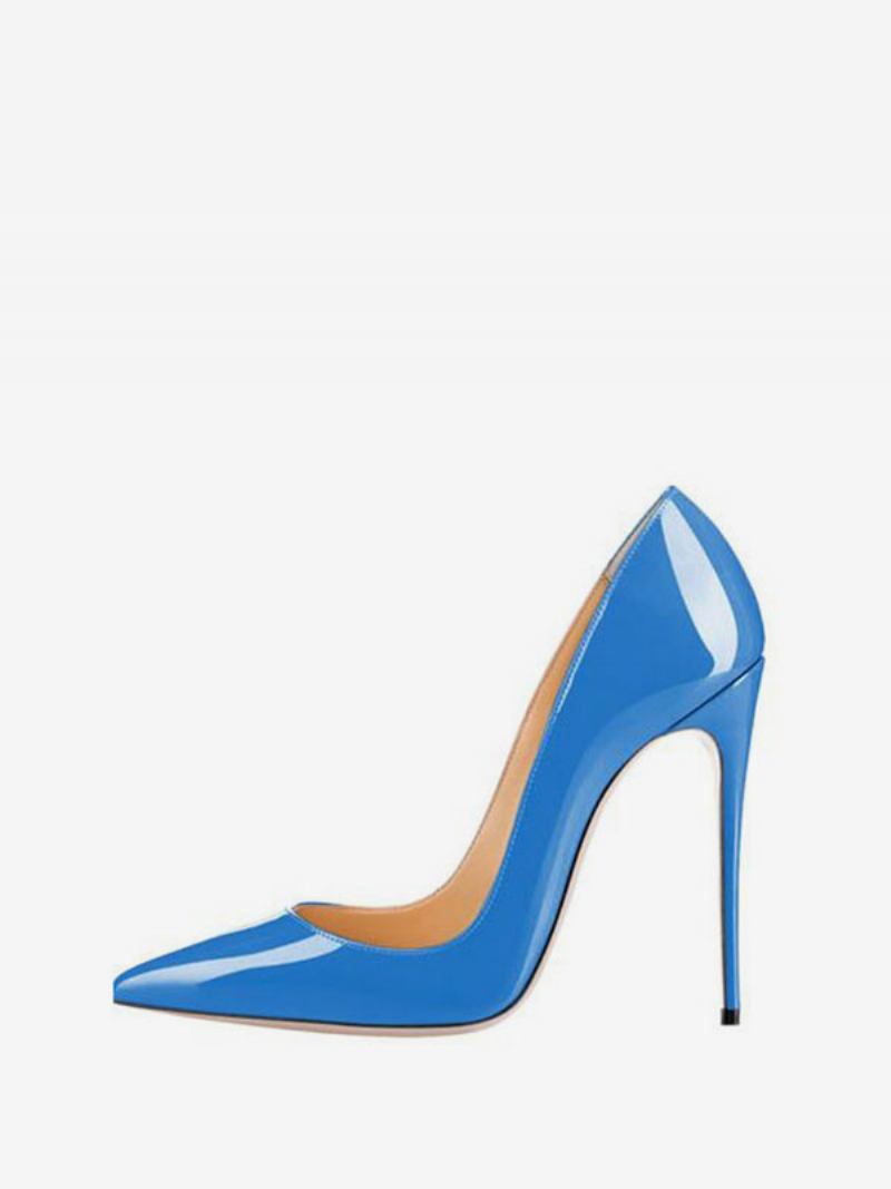 Bombas Femininas Couro Envernizado Salto Alto - Azul