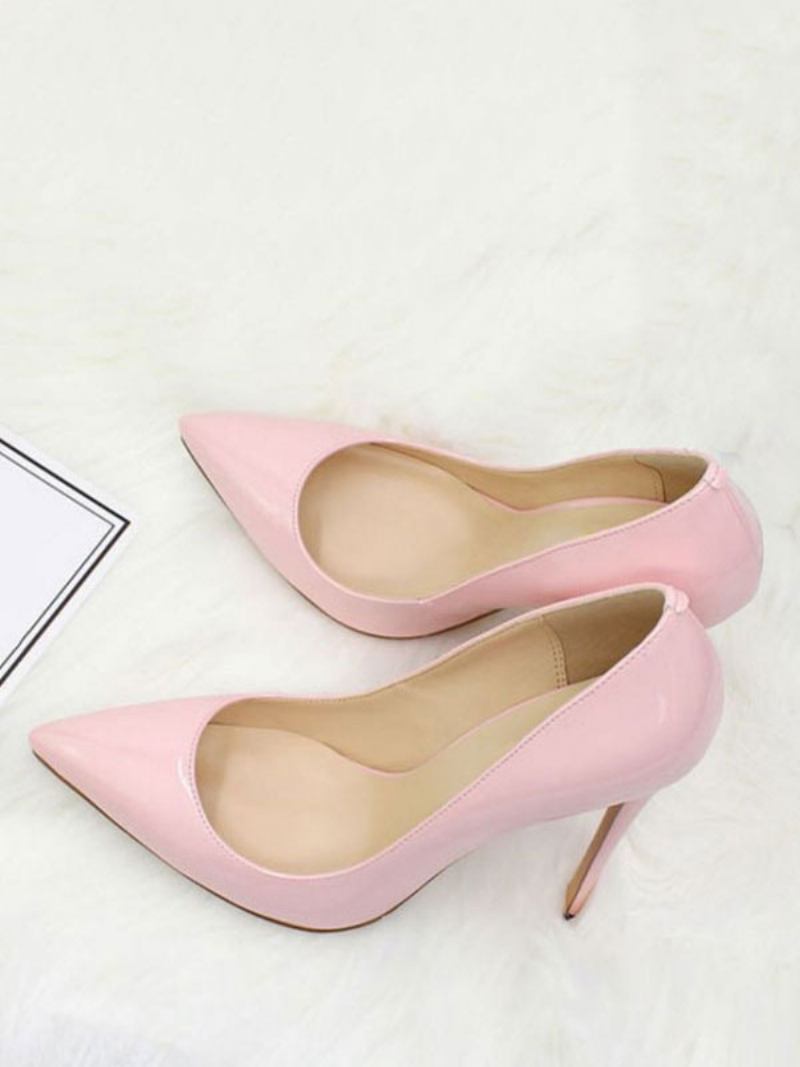 Bombas Femininas Couro Envernizado Salto Alto - Rosa
