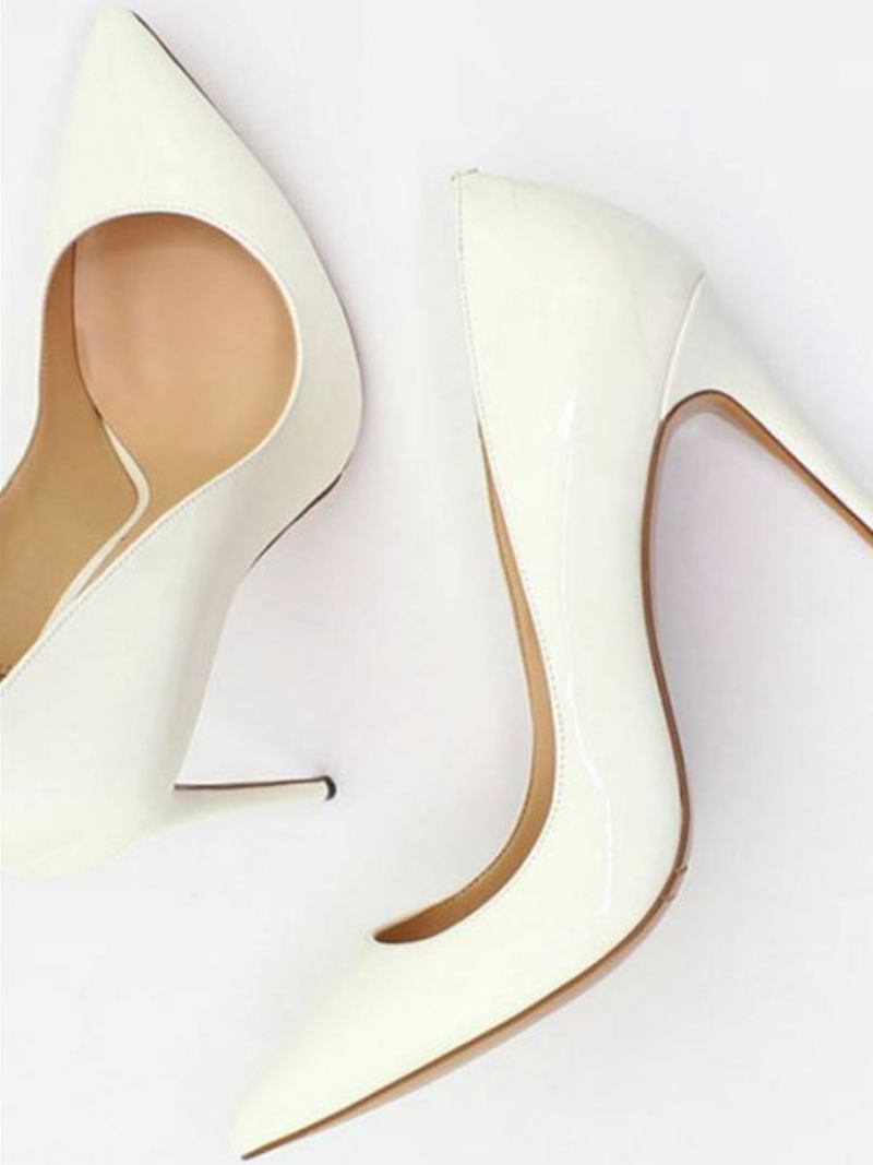 Bombas Femininas Couro Envernizado Salto Alto - Branco