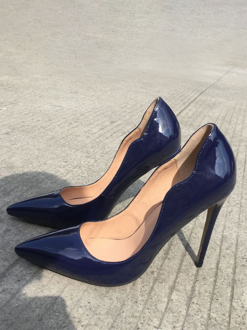 Sapatos Sociais Femininos Pretos Salto Alto Festa Com Agulha - Marinho Escuro