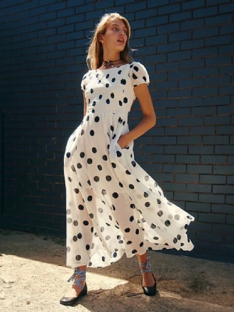 Vestido Floral Feminino Maxi Vestidos Estampa Mangas Curtas Jóia Pescoço Chique Sem Costas Rendas Costura Aberta Longo Verão