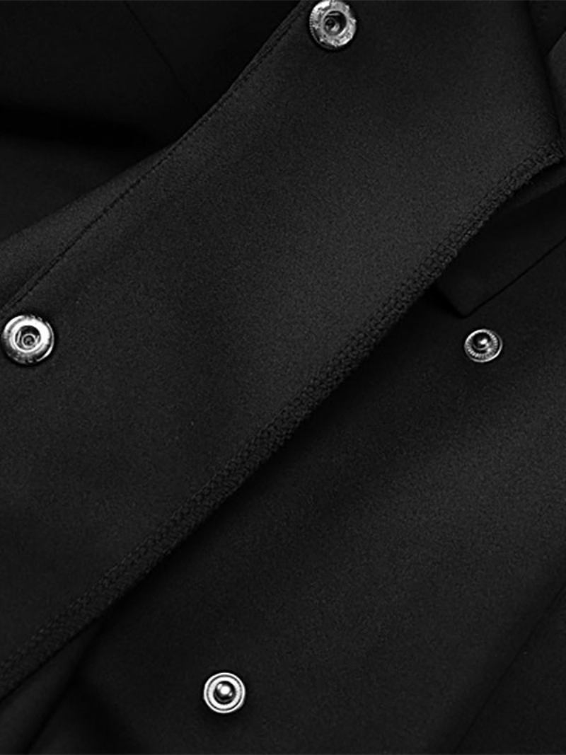 Jaqueta Blazer Feminina Chique Com Decote Em V Penas Mangas Compridas Fenda Agasalhos - Preta