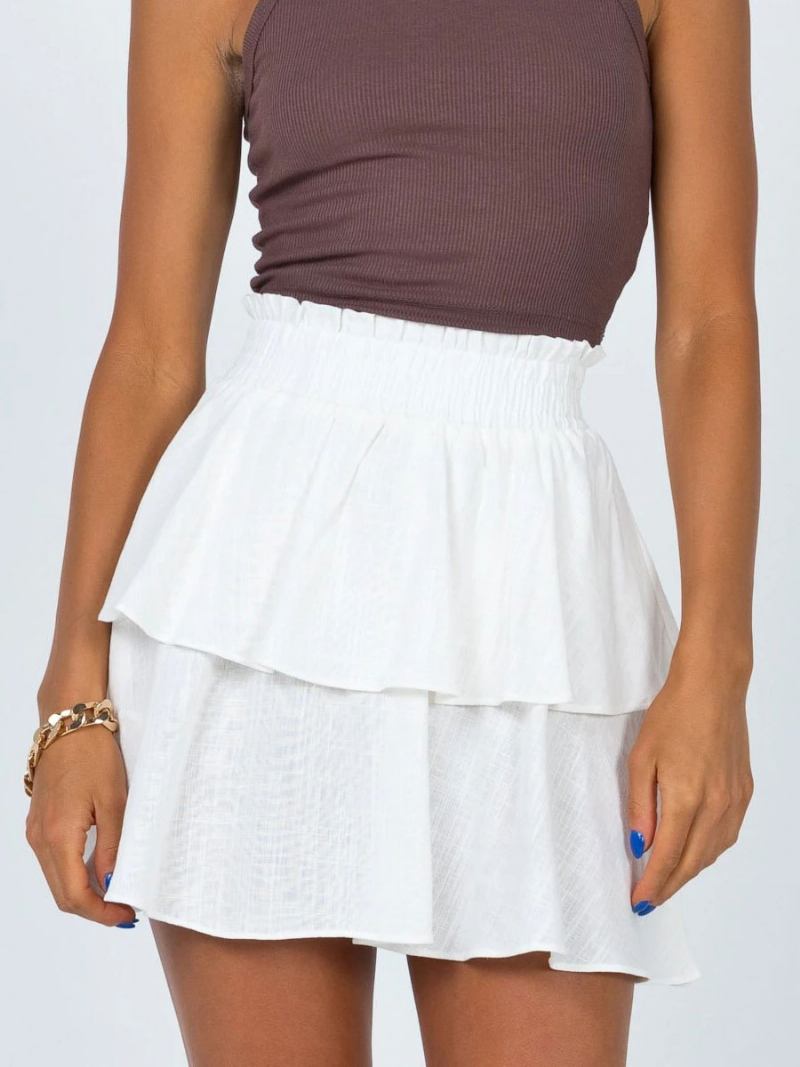 Saia Para Mulher Com Fundo Curto Roxo - Branco