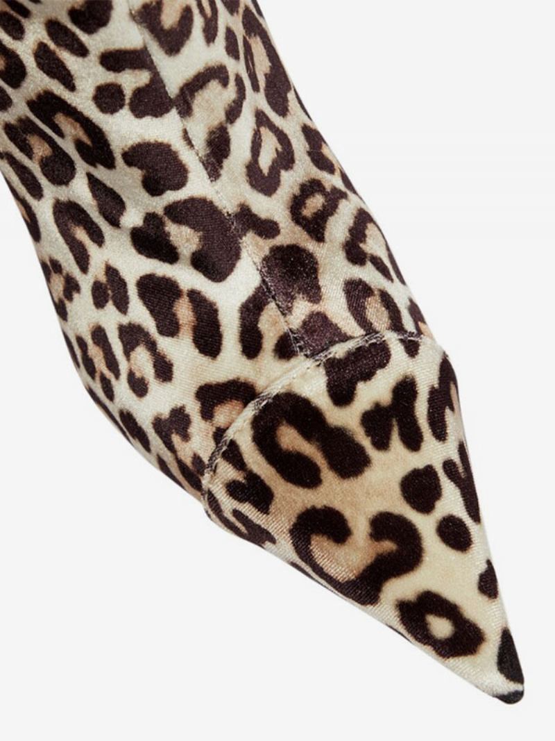 Botas Femininas Camurça Larga Na Panturrilha Leopardo Salto Alto Altura Do Joelho - Leopardo