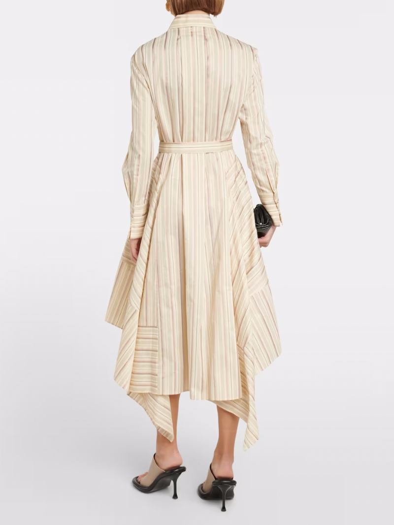 Vestidos Camisa Femininos Com Botão E Cinto Irregular Vestido Midi Casual Diário - Luz Amarela