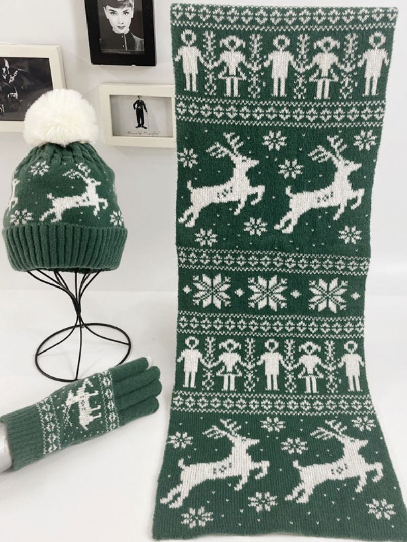 Lenço Feminino Natal Padrão Mistura Poli/algodão Presente Feriado Para Casa Usar Inverno Quente Fofo Acc - Verde
