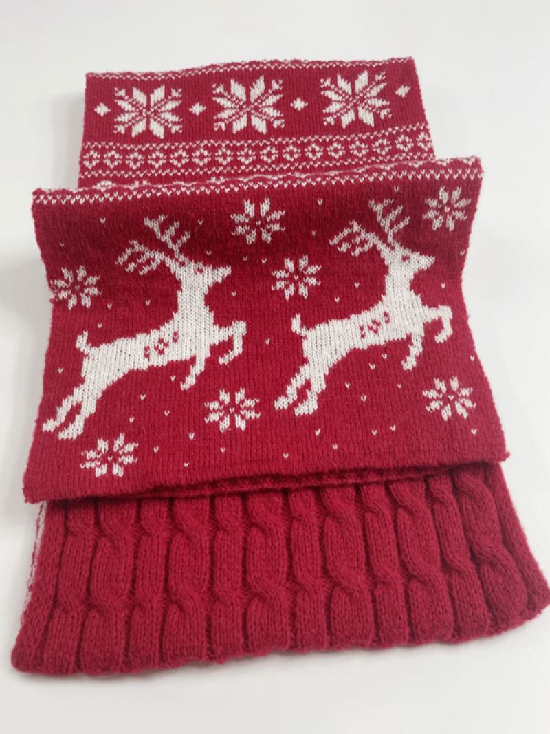 Lenço Feminino Natal Padrão Mistura Poli/algodão Presente Feriado Para Casa Usar Inverno Quente Fofo Acc - Vermelho