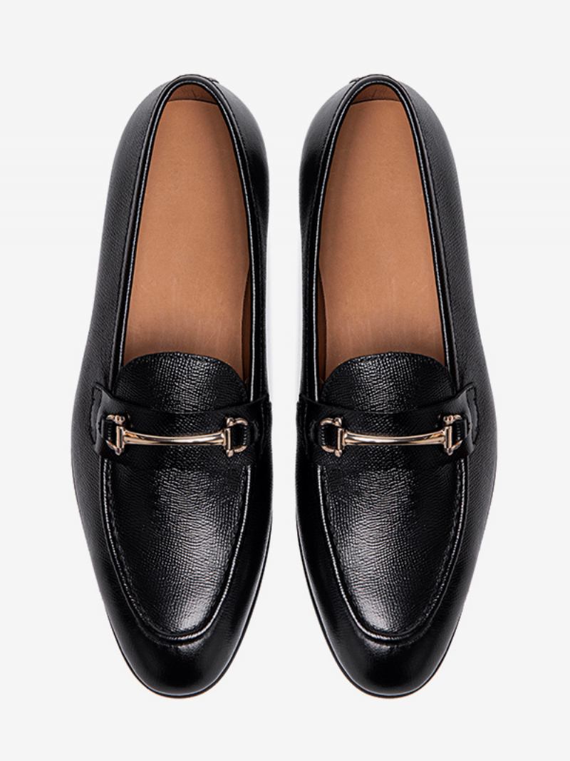 Sapatos Casamento Masculinos Com Bico Redondo E Mocassim Couro Bovino - Preto