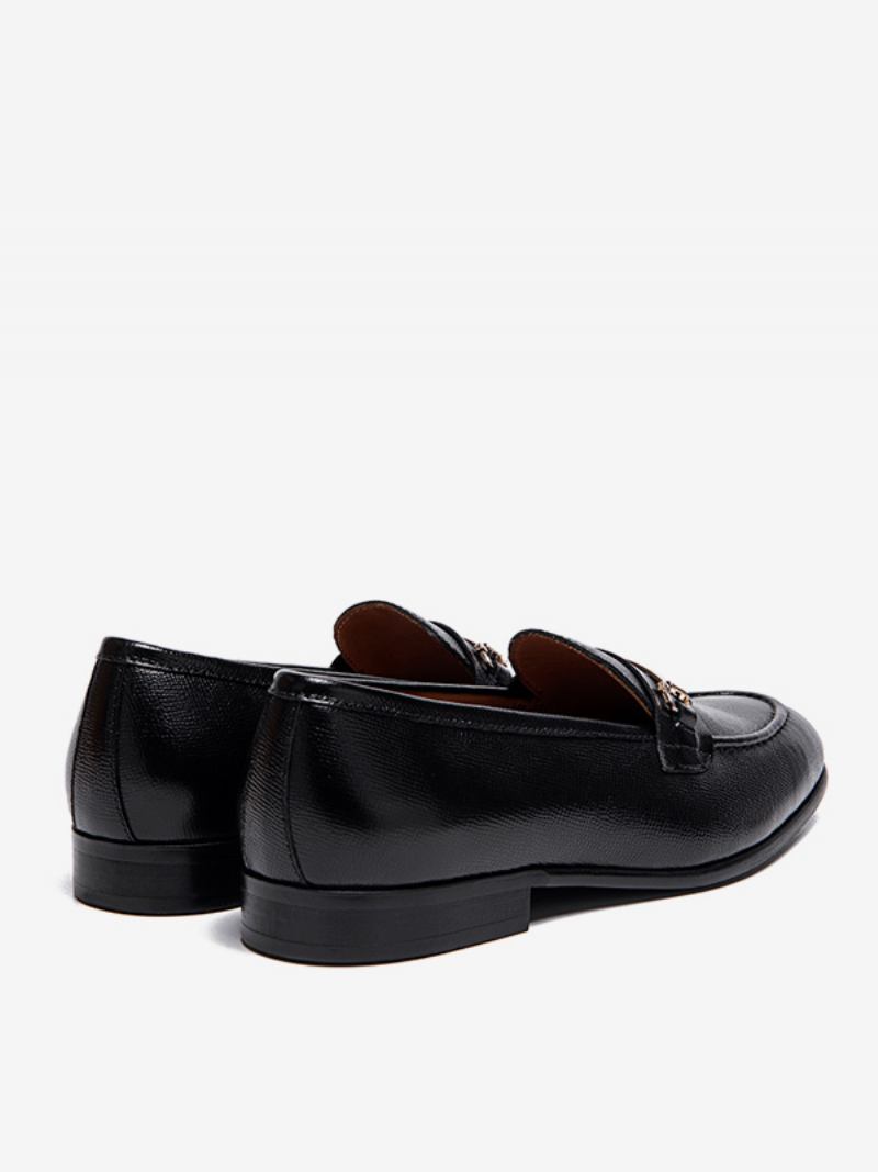 Sapatos Casamento Masculinos Com Bico Redondo E Mocassim Couro Bovino - Preto