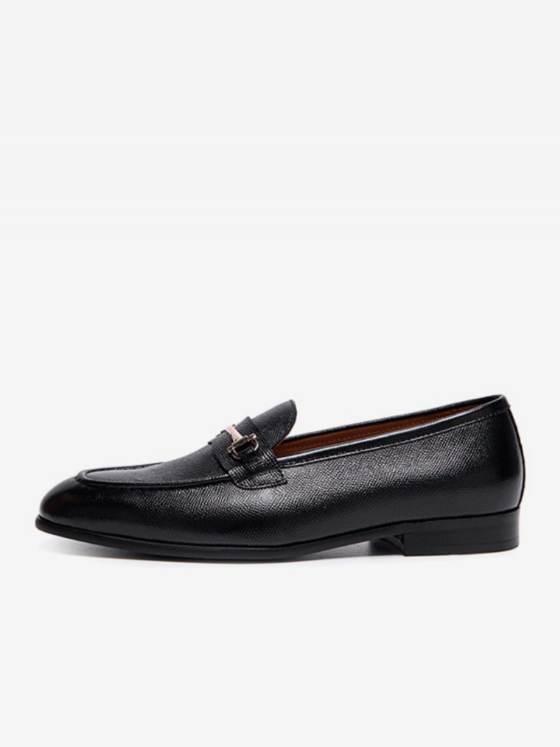 Sapatos Casamento Masculinos Com Bico Redondo E Mocassim Couro Bovino - Preto