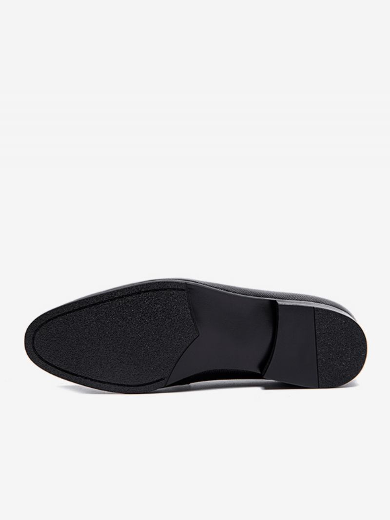 Sapatos Casamento Masculinos Com Bico Redondo E Mocassim Couro Bovino - Preto