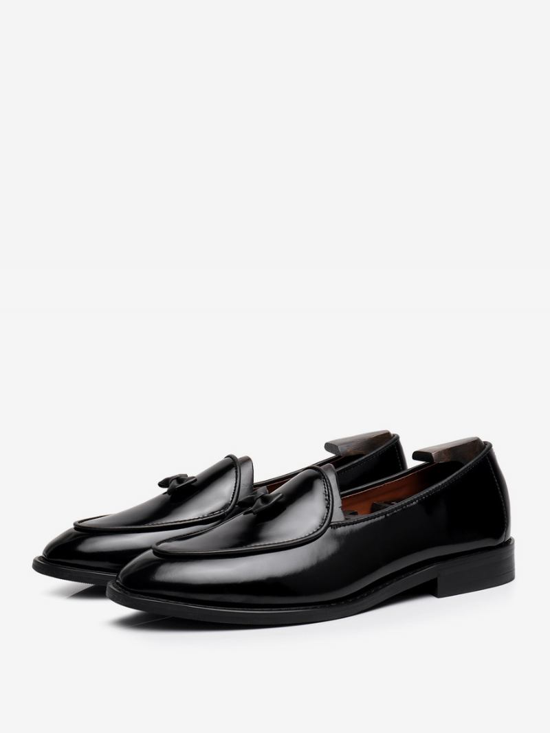 Sapatos Masculinos Couro Bovino Mocassim Com Laço E Baile Casamento - Preto