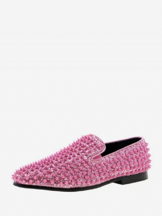 Sapatos Mocassins Masculinos Com Lantejoulas E Pontas Glitter Rebites Slip-on Para Festa Baile Casamento