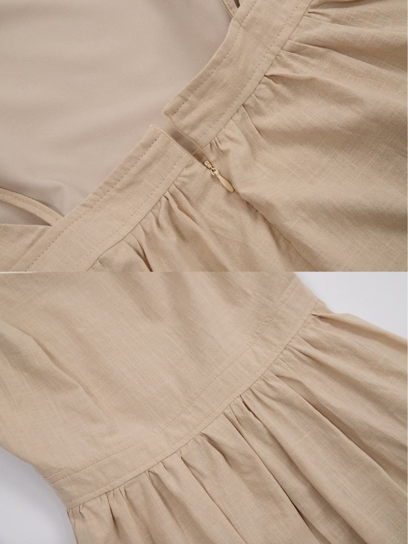 Vestido Boho Feminino Com Decote Em V Sem Mangas Costas Vestidos Casuais Praia Verão - Amarelo Claro